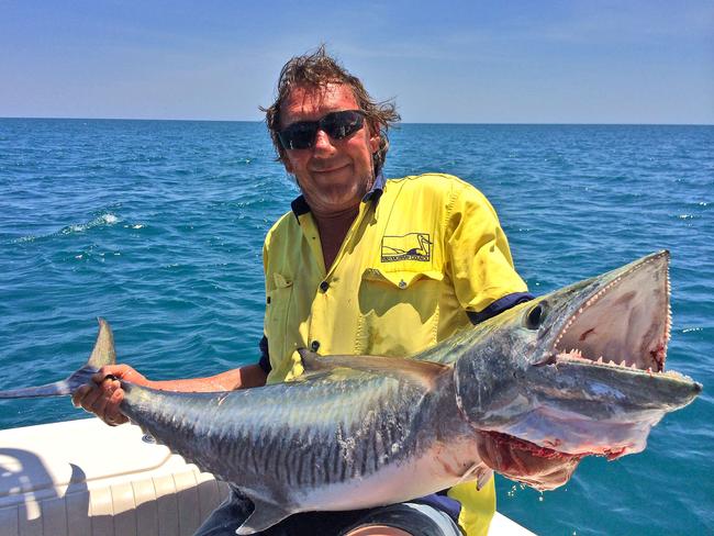 Gary (below) with a big spanish mackerel from a great session down near the Peron Islands.