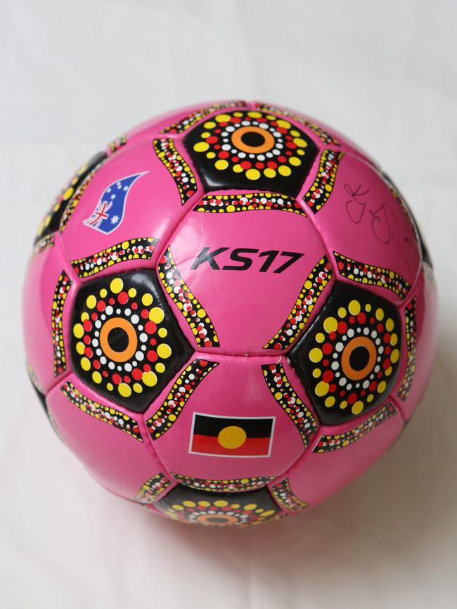 Aboriginal soccer ball: I am so proud of my heritage and this ball also has my signature on it. It combines my passion for football and passion for my heritage.