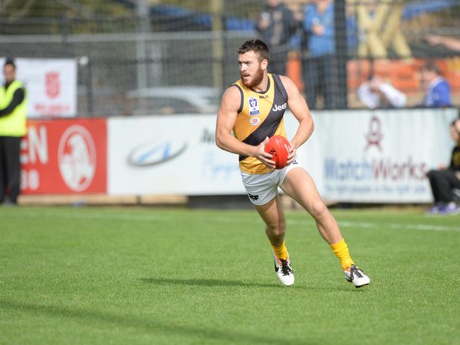 VFL: Werribee versus Richmond at Avalon Airport Oval, Werribee.Richmond's Brett O'Hanlon,45 with ball.Pictures:Angie Basdekis