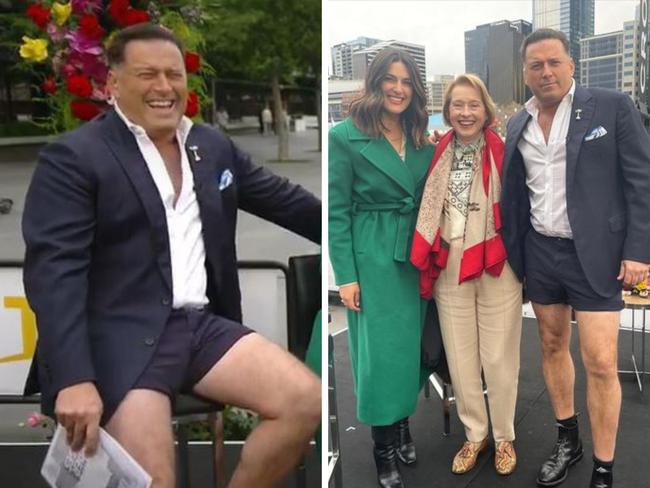 Karl Stefanovic has poked fun at the Victoria Racing Club’s controversial decision to allow men to wear shorts in the members’ area at Flemington during Cup week for the first time. Picture: TODAY/Facebook