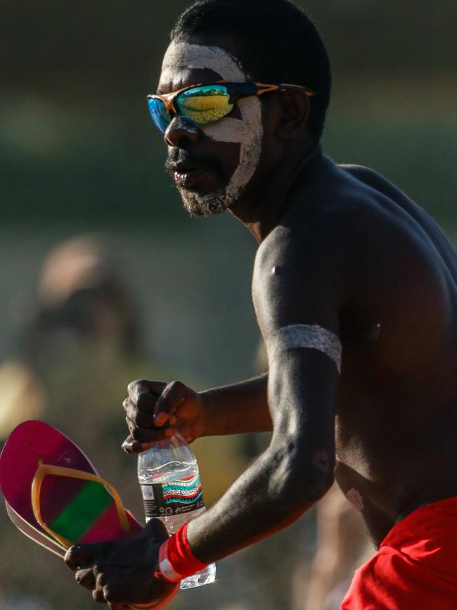 Bungul time with the Groote Eylandt dancers in a weekend of Music, Sport and Culture at the Barunga Festival. Picture Glenn Campbell