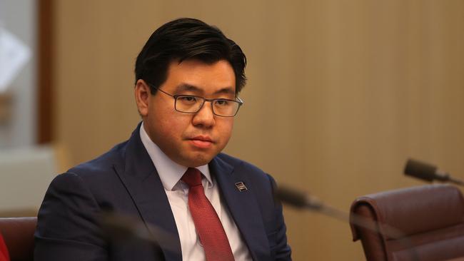 Race Discrimination Commissioner Dr Tim Soutphommasane appearing at a senate hearing into the Human Rights Legislation Amendment Bill 2017 at Parliament House in Canberra. Picture Kym Smith