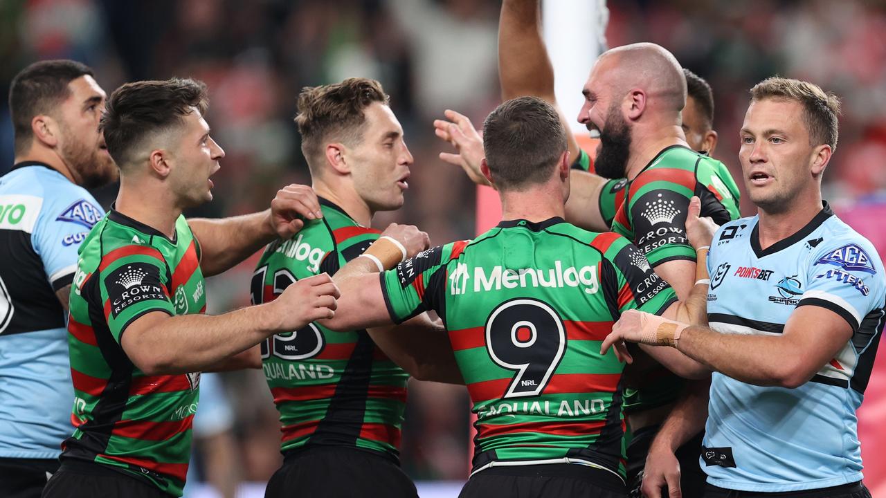 Souths prop Mark Nicholls scored the opening try for the Rabbitohs. Picture: Brendon Thorne/Getty Images