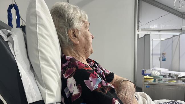 An 83-year-old woman was ‘upgraded’ to a tent after spending hours in the hospital corridor.