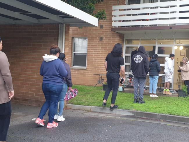 A long line for an open rental inspection at a property in Westbourne Park. Picture: Colin James