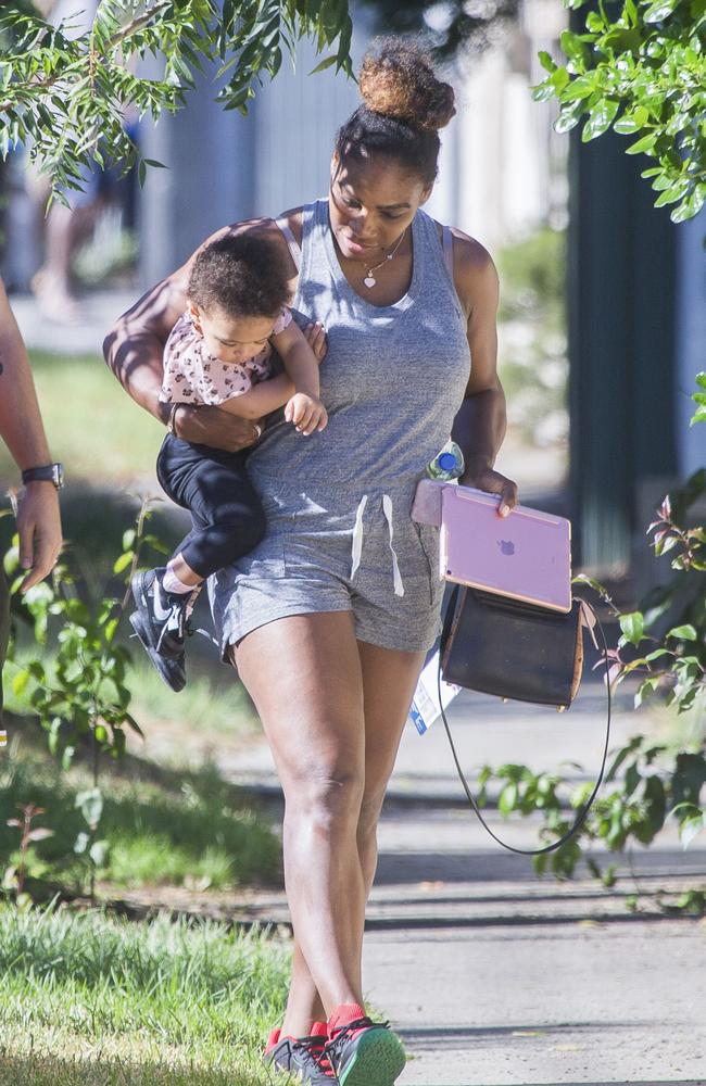 Serena Williams with daughter Alexia Olympia, 1, in Melbourne. Picture: Media Mode