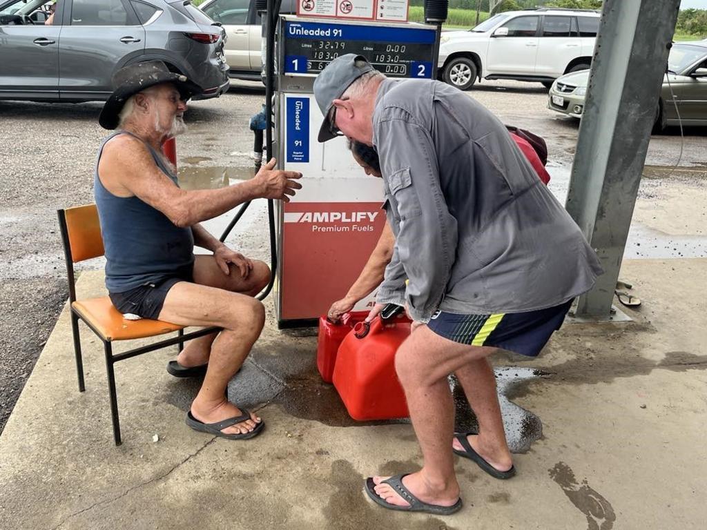 Ingham identity Andy Barra at his namesake Roadhouse on the Bruce Highway just south of Ingham dispensing free fuel to disaster-struck Ingham residents. Picture: Cameron Bates