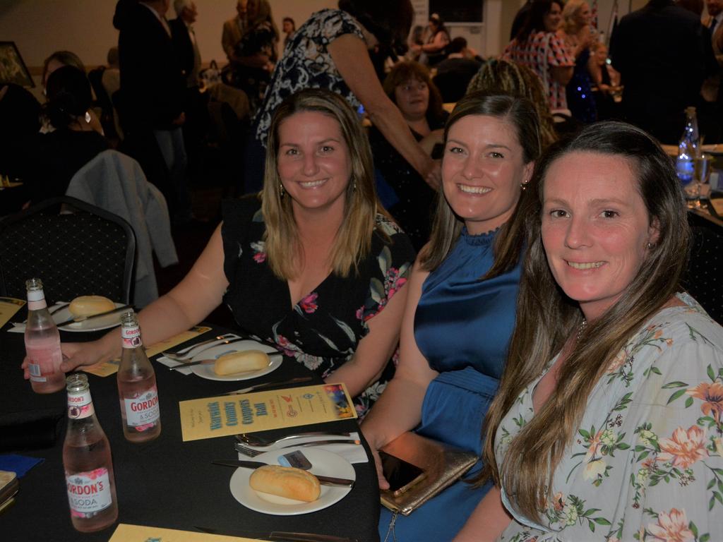 Sophie (L) Rinnah and Ally (R) ready for a night out on the town at Warwick's Coppers Ball charity event on Saturday night.