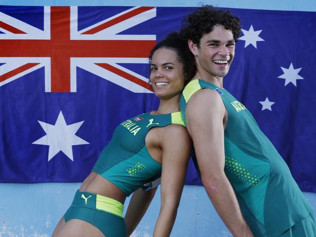 Best mates Torrie Lewis and Calab Law are both running in the 200 mtrs at the Paris 2024 Olympic Games. Pic: Michael Klein