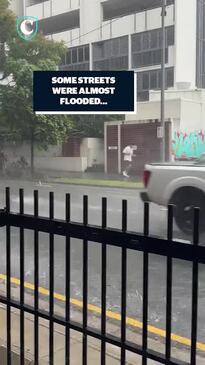 Rain causes chaos at the Gabba … except for one local