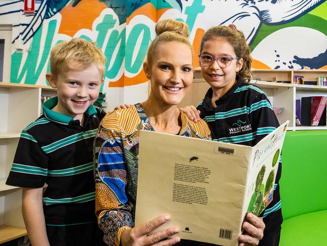 Westport Primary School Principal Rebecca Huddy with year 1 students  Max and Peggy, on June 28th, 2022, in Semaphore Park.Picture: Tom Huntley