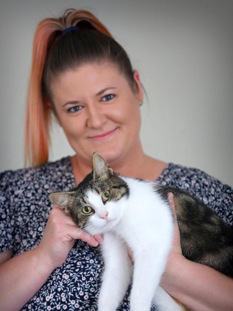 A cat missing for three years from its St Abans Park family has been reunited after being found at Point Henry. Owner Jess Millar and cat Willow. Picture: Glenn Ferguson