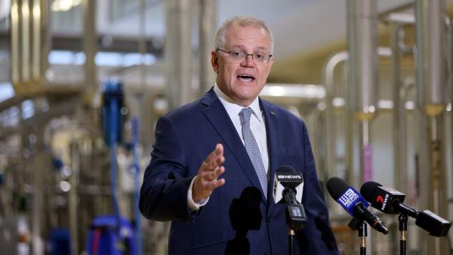 Scott Morrison says his government would support potentially bringing forward the timeline for the national booster program.  Picture: NCA NewsWire / Damian Shaw