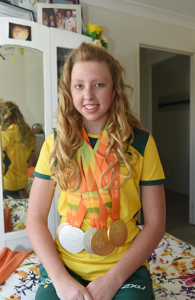 Swimmer Lakeisha 'Lucky' Patterson returned home with six medals from the 2016 Rio Paralympics. Photo Kyle Zenchyson / Caboolture News