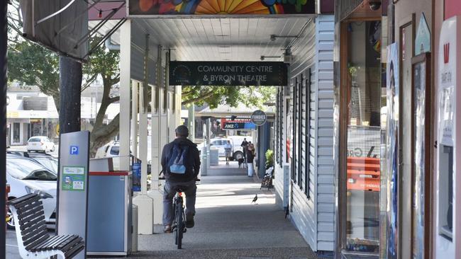 A semi-deserted Jonson Street at Byron Bay on Tuesday, during the lockdown. Picture: News Regional Media