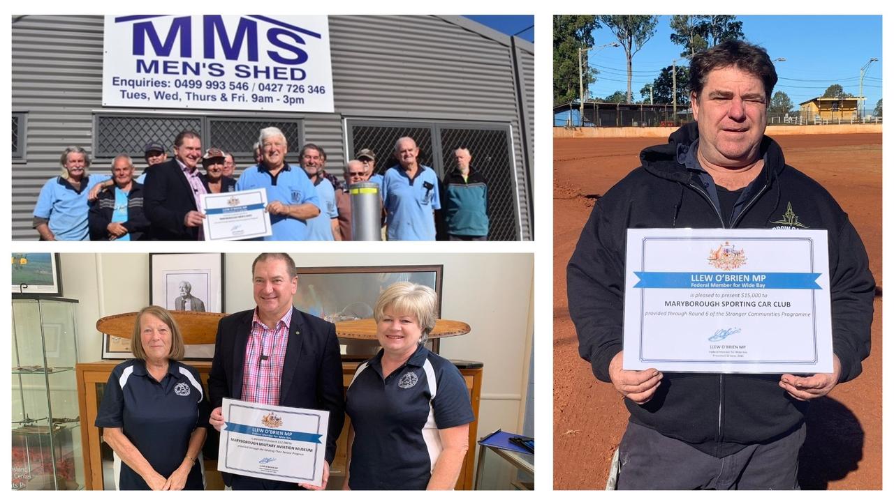 MP Llew O'Brien delivered three grants to Maryborough community organisations on Thursday June 10. Photos: Stuart Fast