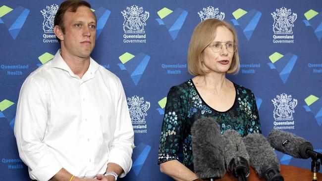 Queensland Health Minister Steven Miles and Chief Health Officer Dr Jeannette Young. Picture: AAP/Image Sarah Marshall