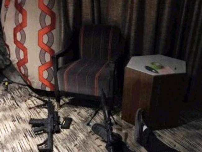 Inside shooter Stephen Paddock's room at the Mandalay Bay hotel, Las Vegas. Picture: Supplied