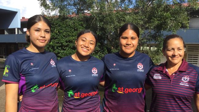 Ipswich SHS rugby league talent. Left to right: Tiresa Elika, Shalom Sauaso, Lishainah Ulugia, Veronica White.