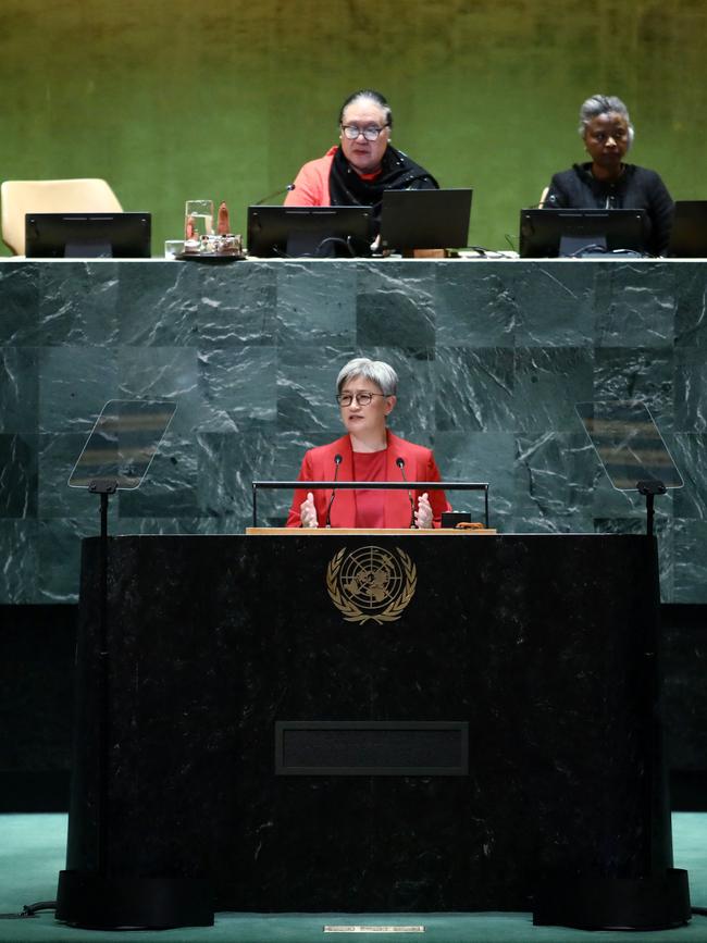 Ms Wong urged the Security Council to set a timeline for the establishment of a Palestinian state amid the ongoing, bloody conflict in the Gaza Strip, saying the world “cannot wait”. Picture: AFP