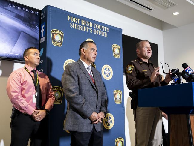 Sheriff Troy Nehls addresses the media at the Fort Bend County Sheriff's Office in Richmond, Texas. Picture: Scott Dalton