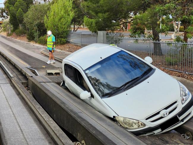 About 7pm (Sunday 15 December) a motorist accidentally drove onto the O’Bahn just near the TTP interchange, Modbury. Picture: SA Police