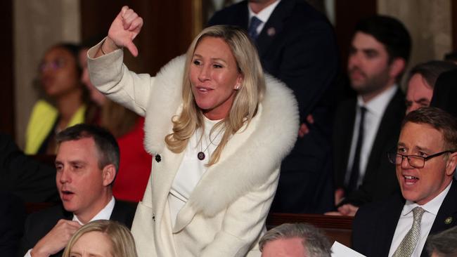 Republican Taylor Greene during Joe Biden's State of the Union address. Picture: AFP