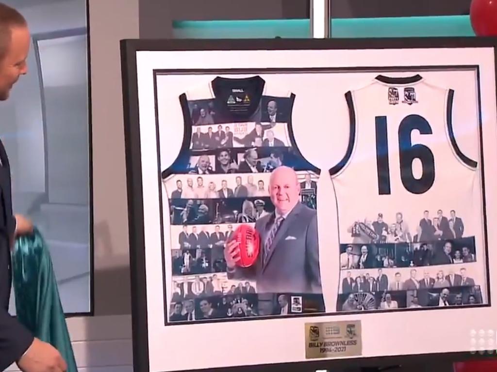 Billy Brownless was gifted a momento to remember his career at Channel 9.