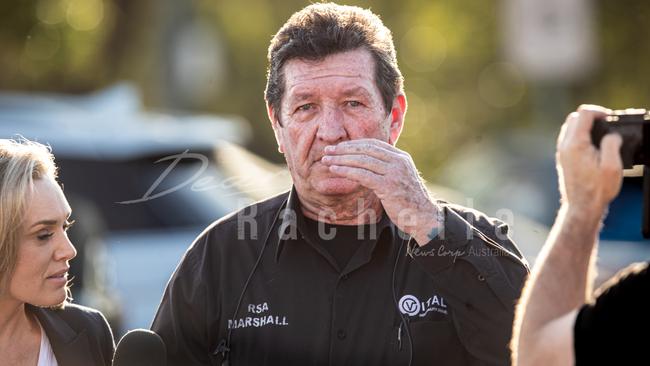 Person of interest in the murder of Rachelle Childs, Kevin Steven Correll, is questioned by investigative journalist Ashlea Hansen. Picture: Julian Andrews