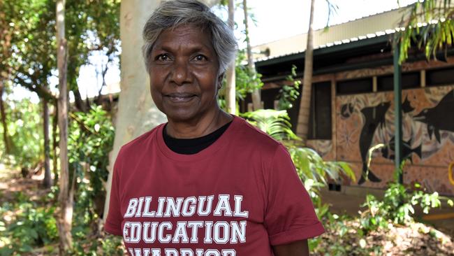 Yirrkala School co-principal Merrkiyawuy Ganambarr celebrates the school's 50th anniversary of bilingual education. Picture: Sierra Haigh