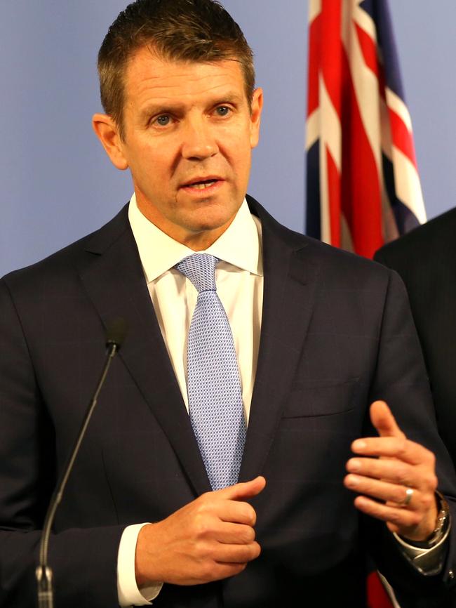 NSW Premier Mike Baird makes the announcement today. Picture: Stephen Cooper