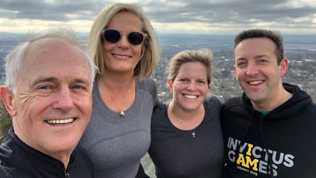 Instagram photo posted by Malcolm Turnbull on a morning walk in Canberra with his wife Lucy, daughter, Daisy and son-in Law, James Brown the morning after being dumped as PM.