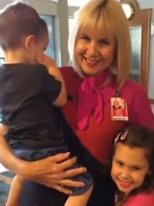 Qantas flight attendant Melody Hemensley with her grandkids.