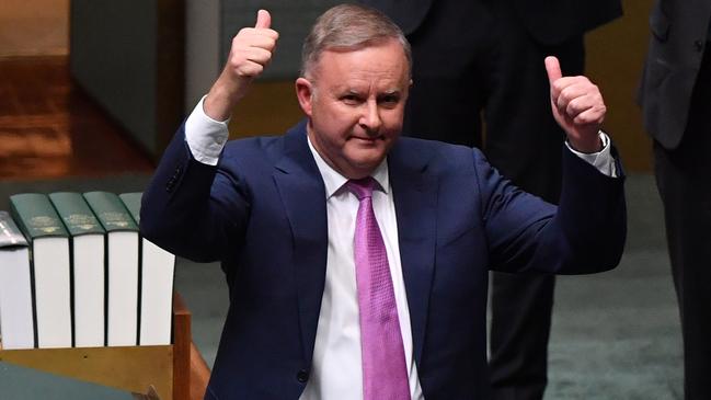 Opposition Leader Anthony Albanese after his budget reply speech in Parliament House in Canberra on Thursday night. Pciture: Getty Images