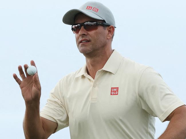 KAPALUA, HAWAII - JANUARY 02: Adam Scott of Australia reacts on the 13th greenduring the first round of The Sentry 2025 at Plantation Course at Kapalua Golf Club on January 02, 2025 in Kapalua, Hawaii.   Sarah Stier/Getty Images/AFP (Photo by Sarah Stier / GETTY IMAGES NORTH AMERICA / Getty Images via AFP)