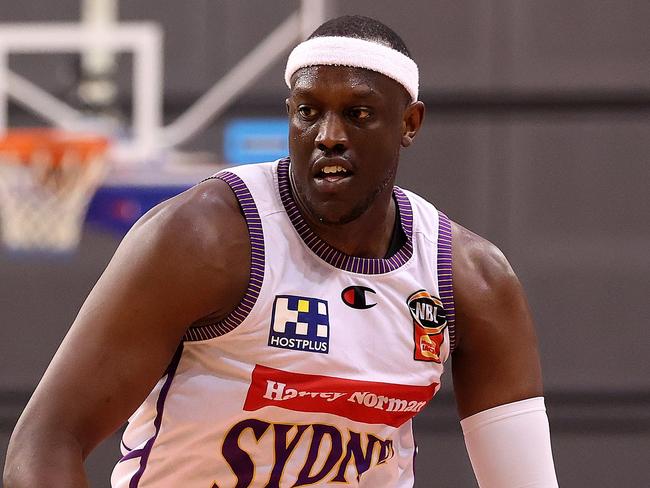 MELBOURNE, AUSTRALIA - JANUARY 22: Kouat Noi of the Kings handles the ball during the round 17 NBL match between South East Melbourne Phoenix and Sydney Kings at State Basketball Centre, on January 22, 2025, in Melbourne, Australia. (Photo by Kelly Defina/Getty Images)