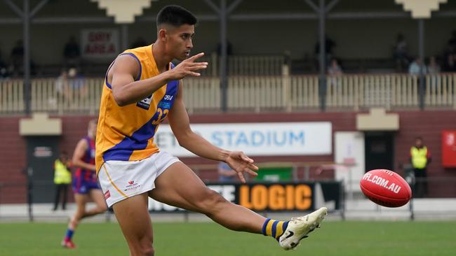 Jack McHale takes a kick for Williamstown. Picture: Valeriu Campan