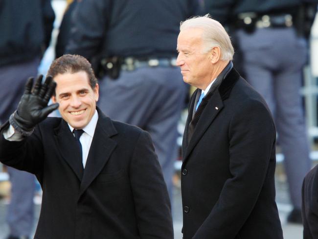 ‘I take this matter very seriously’. Hunter Biden, left, with his father Joe Biden in 2009. Picture: AFP