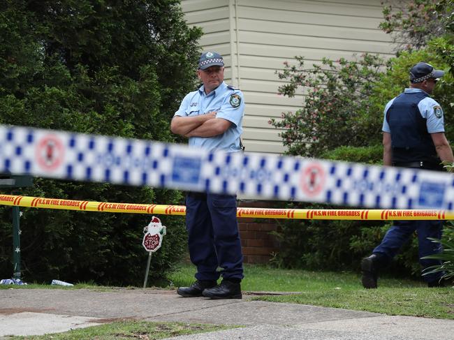 Police at Olga Edwards’ West Pennant Hills home. Picture: David Swift