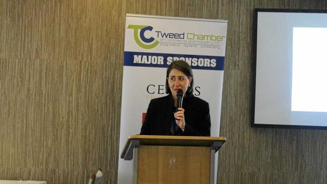 NSW Premier Gladys Berejiklian answers questions at the Tweed Chamber of Commerce. Picture: Aisling Brennan