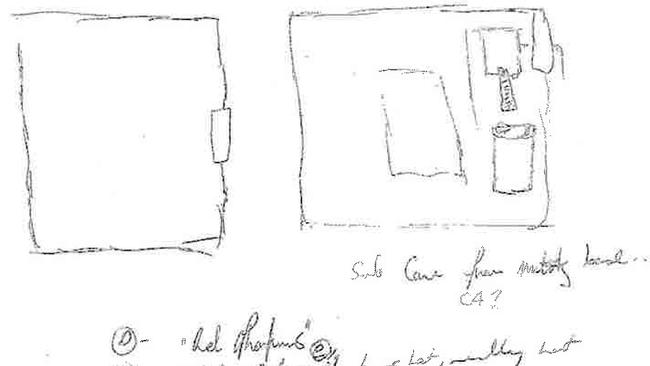 Diagram drawn by the prisoner while in Custody attempting to replicate the one drawn by the accused. Picture: Courts SA