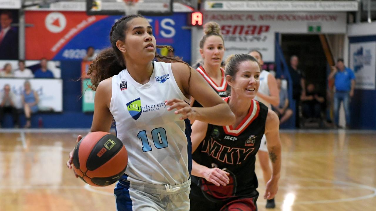 BASKETBALL ConocoPhillips CQ Cup Rd 1: Rockhampton Cyclones' Akaysha Muggeridge with the ball