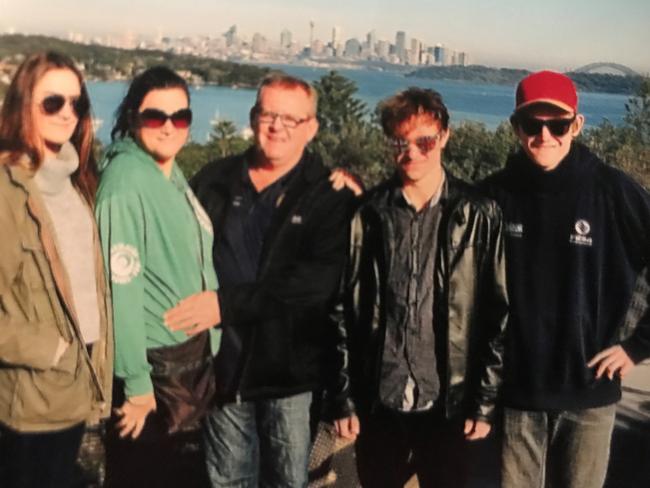 Ramsay Wells (middle) with daughter, Aurora, wife Linda and sons Challenge and Maverick during a family holiday. Picture: Linda Wells