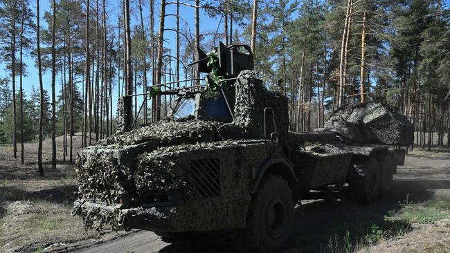 Ukrainian servicemen drive a Swedish-made self-propelled howitzer 'Archer Artillery System' in the Donetsk region. Picture: AFP