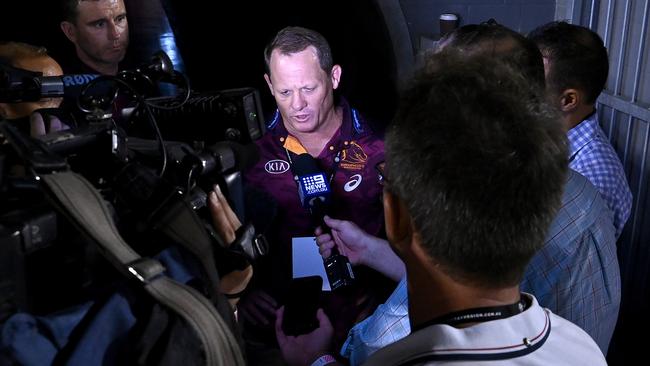 Kevin Walters after brisbane’s trial loss. Picture: Bradley Kanaris/Getty