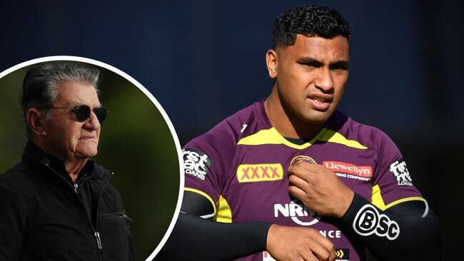 Tevita Pangai Jr (right) found himself in hot water after a phone call to Roosters boss Nick Politis.