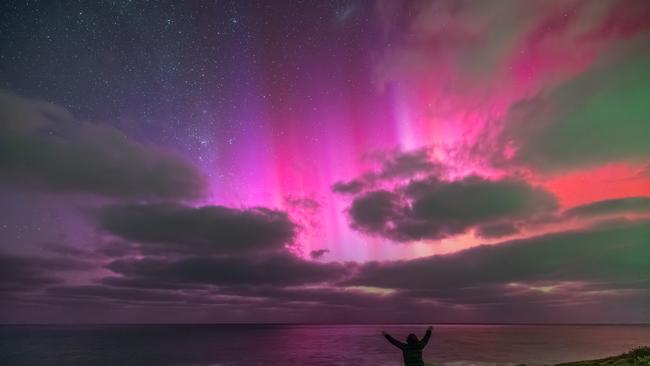 Aurora australis from Freeman Lookout at Port Elliot on early Friday morning, 11th October 2024. Picture: Photography by Nikki