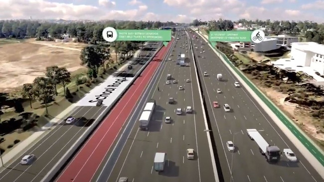 TMR project flythrough showing School Rd was intended to run parallel to the South-East Busway extension before BCC decided to partially close the road. Picture: TMR/ YouTube