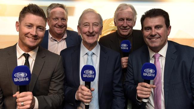 Mark Taylor (right) with fellow Channel Nine commentators (l-r) Michael Clarke, Ian Healy, Bill Lawry and Ian Chappell.