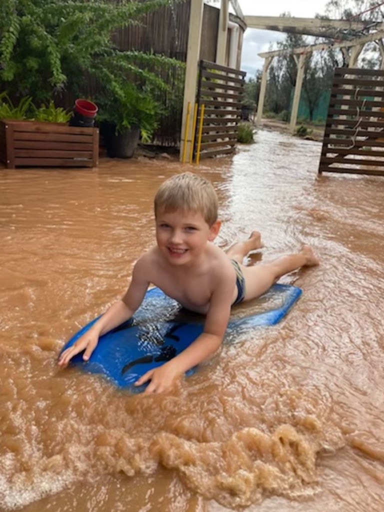 Samuel Fitzgerald enjoys boogie boarding at Emu Rocks. Picture: Leigh Fitzgerald